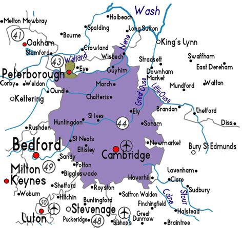 Map Of Cambridgeshire In England Useful Information