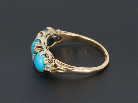 Turquoise Diamond Ring K Gold Ring Antique Turquoise Etsy