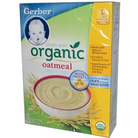 Gerber Organic Cereal For Baby Single Grain Oatmeal 8 Oz 227 G Iherb