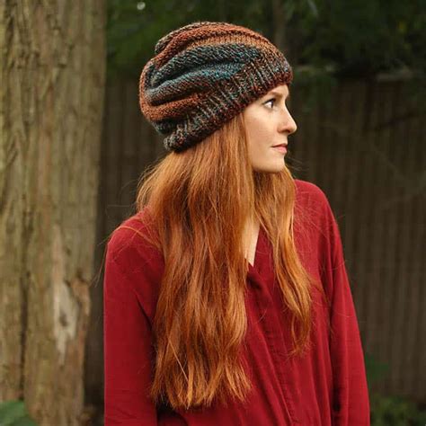 Flat knit hat beginner knitting pattern by Gina Michele