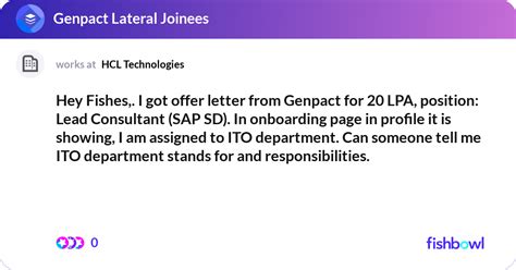 Hey Fishes I Got Offer Letter From Genpact For 2 Fishbowl