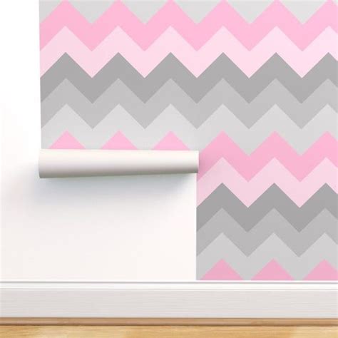 Pink Gray Wallpaper Pink Gray Ombre Chevron Large By Decamp Studios