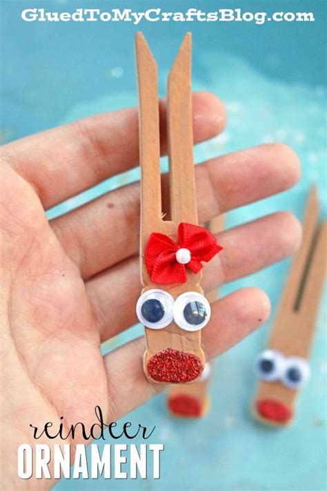 Reindeer Clothespin Ornaments Kid Christmas Craft Christmas Crafts