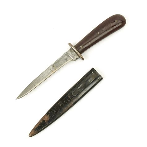Original German Wwii Field Modified Trench Knife With Boot Scabbard By