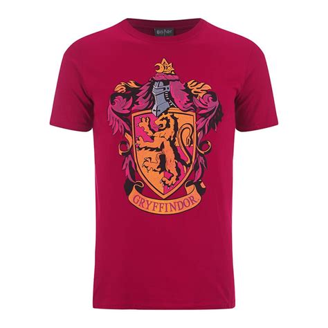 Harry Potter Mens Gryffindor Shield T Shirt Red Merchandise Zavvi Uk