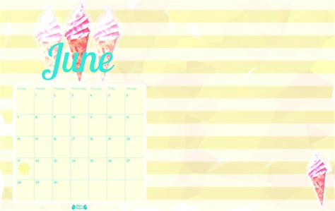 June Printable Calendar Papier Bonbon