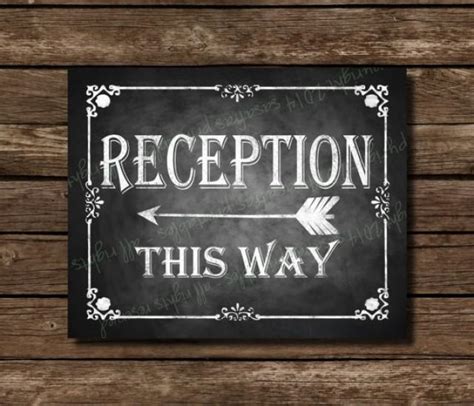 Printable Wedding Sign Reception This Way Arrow Chalkboard Style