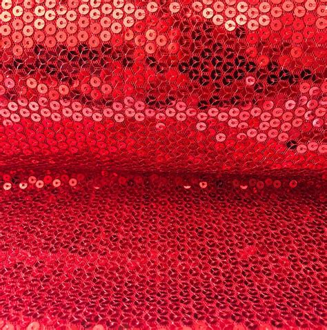 Red Sequin Fabric 5mm Full Sequins On Mesh Fabric Red Etsy