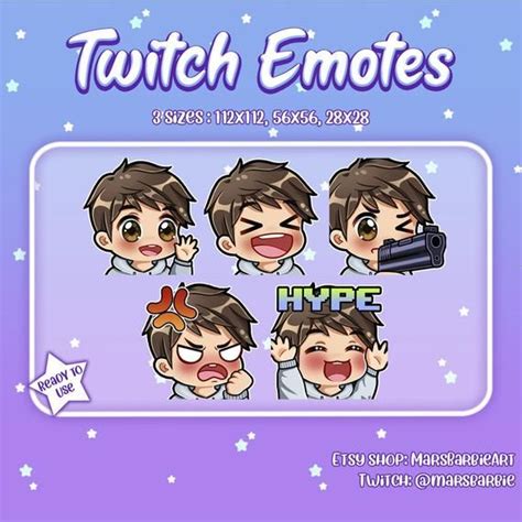 An Image Of Some Cute Emotes On A Purple And Blue Background With Stars