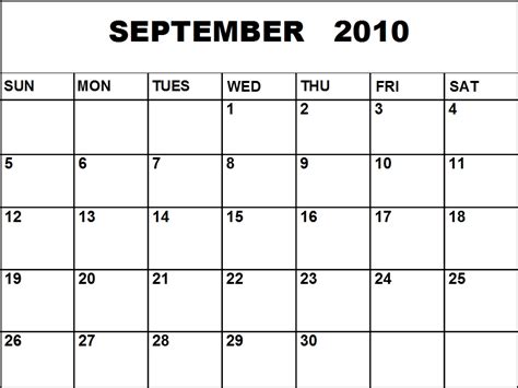 September 2010 Calendar Printable Word Searches
