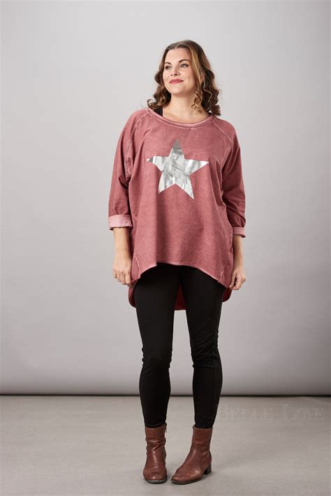 Belle Love Italy Silver Star Top In Black Dark Grey Dusty Pink Khaki