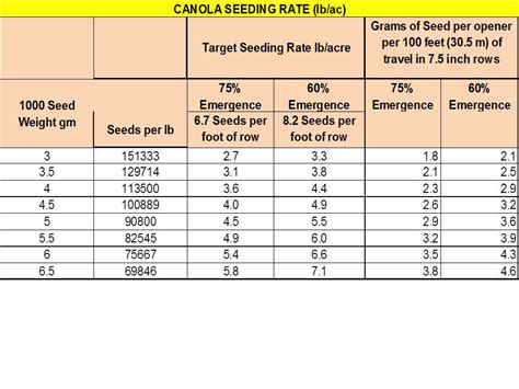 Seeding Rate Table Field Crop News