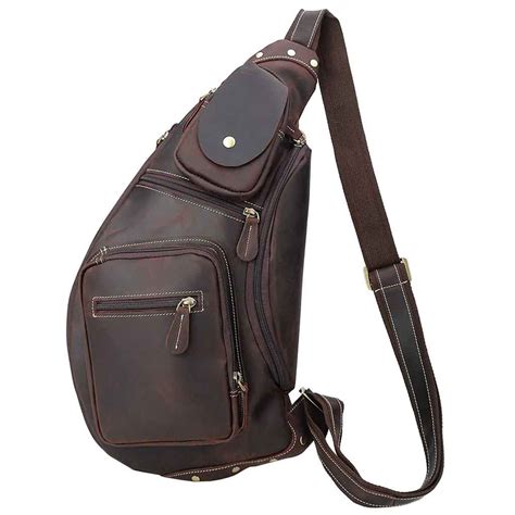 Polare Cool Real Leather Cross Body Sling Bag Chest Bag Backpack Large