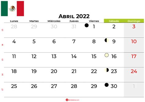 Descargar Calendario Abril 2022 México Para Imprimir