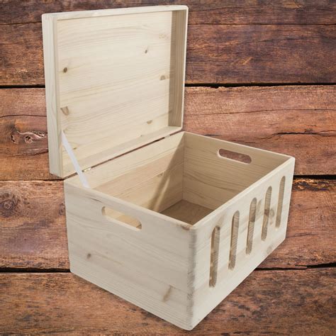 1 3 tier large wooden stacking storage boxes crates chest trunk cut out front ebay
