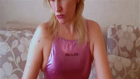 Posing And Masturbating In Purple Japan Swimsuit Fetishalina Shiny