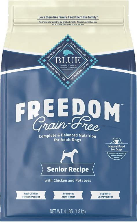 Blue Buffalo Freedom Senior Chicken Recipe Grain Free Dry Dog Food 4