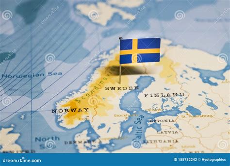 The Flag Of Sweden In The World Map Stock Photo Image Of Government