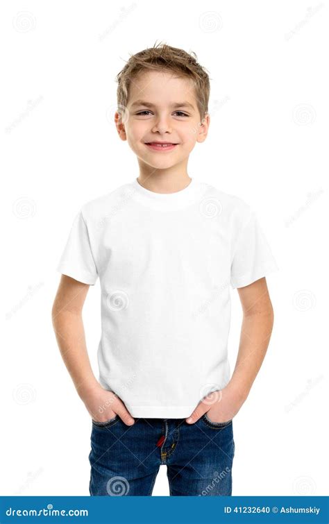 White T Shirt On A Cute Boy Stock Photo Image Of Casual Happy 41232640