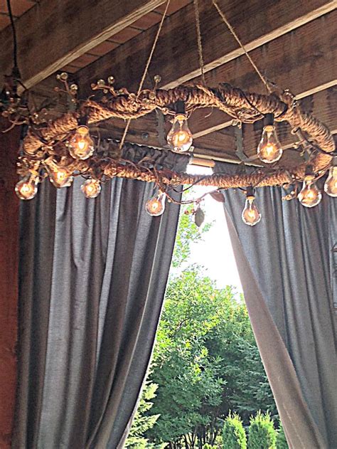 Hula Hoop Chandelier And Edison Bulbs Diy Chandelier Backyard Lighting