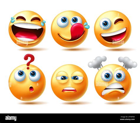 conjunto de vectores emoticones de smileys emoticonos 3d personajes sonrientes en risas