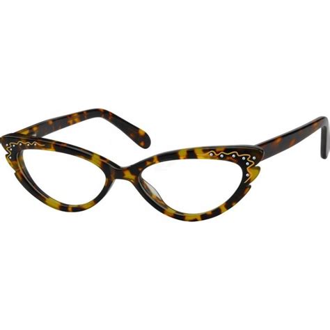 a cat eye style acetate full rim frame with spring hinges which the front rim has sparkling