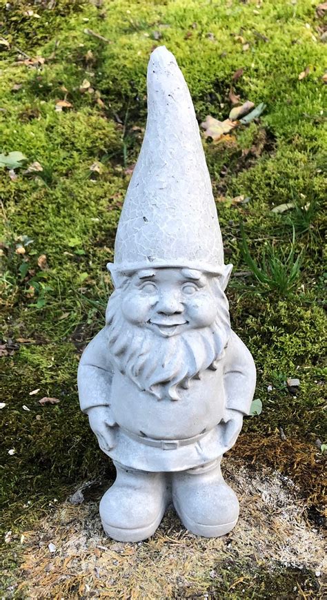 Cement Garden Gnome Gnome Statue Concrete Gnome Garden Etsy