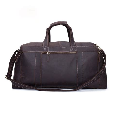 Vintage Leather Mens Overnight Bag Brown Weekender Bag Travel Bag Duff