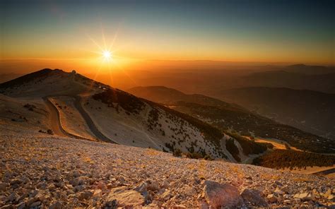 Download Wallpapers Sunset Mont Ventoux Valley Mountains France