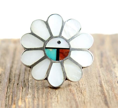 Vintage Sterling Silver Zuni Ring Size Native American Mother Of