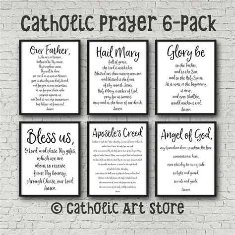 Catholic Prayer Printable 6 Pack Our Father Hail Mary Etsy