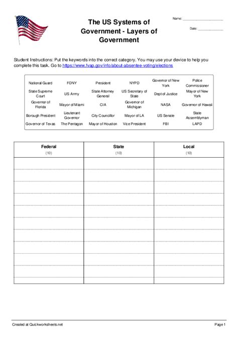 Types Of Government Worksheets Printable Worksheets For Kindergarten