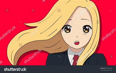 Anime Girl Blonde Hair Teenage Japanese Stock Illustration 756350323