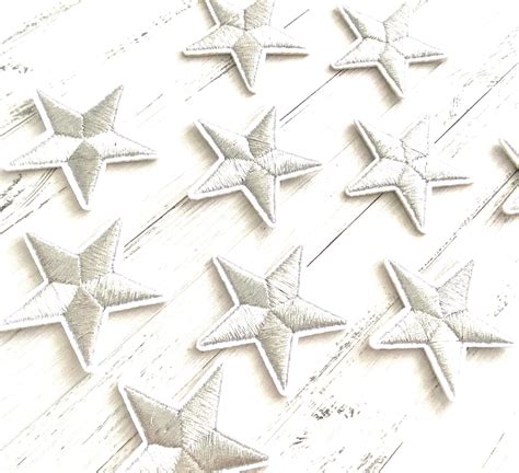 10 Silver Stars For Ironing On Star Applique Iron On Etsy