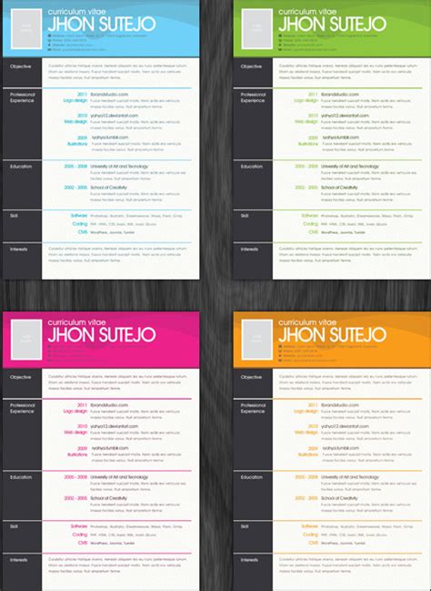 Cv templates approved by recruiters. One page resume template with background pattern in four color combination