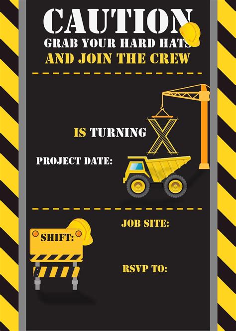 Free Printable Construction Themed Invitations
