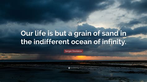 It's the grainofsand in your shoe. to see a world in a grain of sand and a heaven in a wild flower, hold infinity in the palm of your hand and eternity in an h0ur. Sergei Dovlatov Quote: "Our life is but a grain of sand in the indifferent ocean of infinity ...