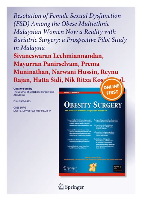 Pdf Resolution Of Female Sexual Dysfunction Fsd Among The Obese