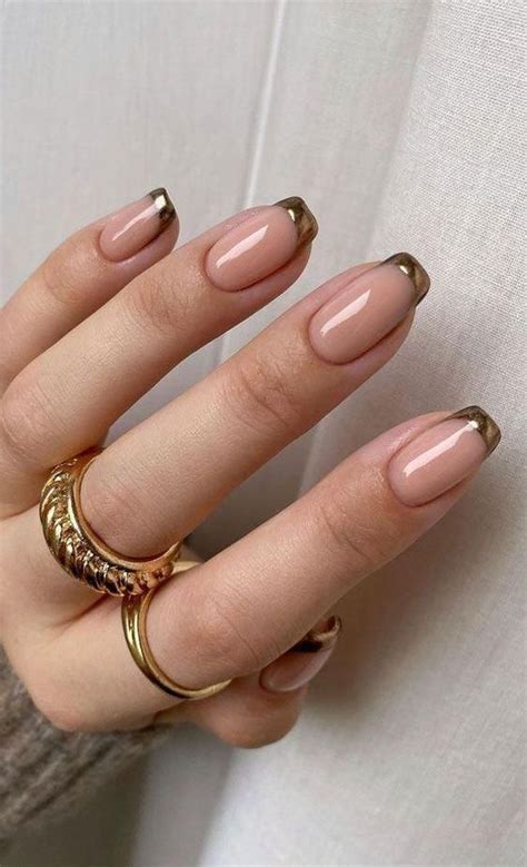 40 Interesting French Tip Nails For A Super Trendy Manicure Gold Tip