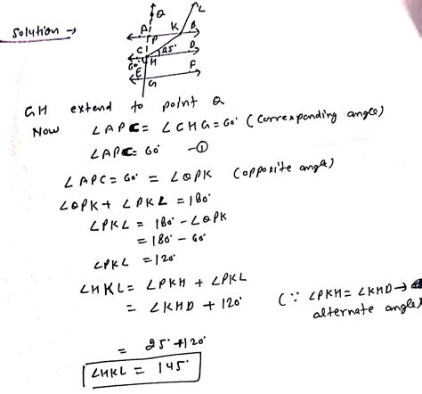 in fig ab parallel cd parallel ef and gh parallel kl find angle hkl