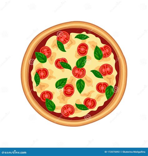 Tasty Pizza Margherita Stock Vector Illustration Of Cheese 172075092