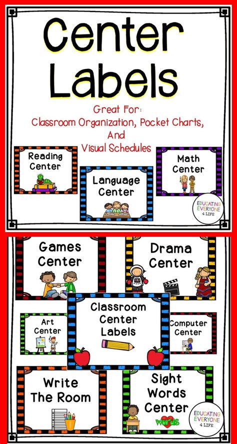 Classroom Center Labels Including Editable Template Positive