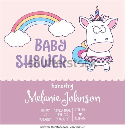 Beautiful Baby Shower Card Template Lovely เวกเตอร์สต็อก ปลอดค่า