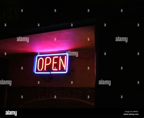 Open Neon Sign Stock Photo Alamy