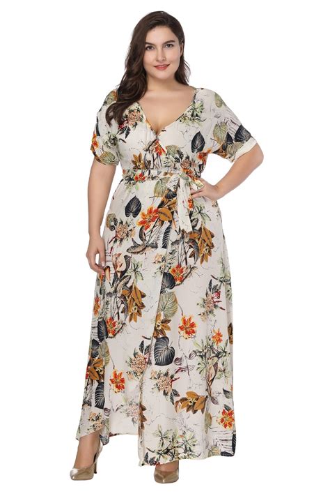 2018 Summer Maxi Dress Plus Size Women Clothing Floral Printed Women