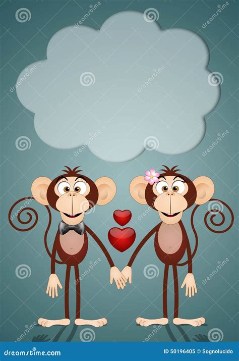 A Couple Of Two Monkeys In Love Stock Illustration Illustration Of