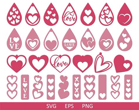 Valentine Earrings Svg Hearts Svg Earrings Heart Faux Etsy