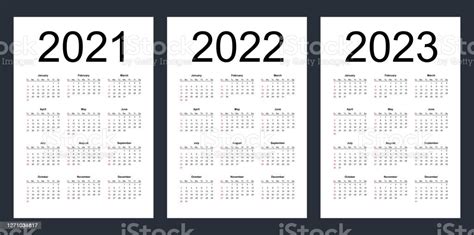 Kalender Vektor Sederhana Yang Dapat Diedit Untuk Tahun 2021 2022 2023
