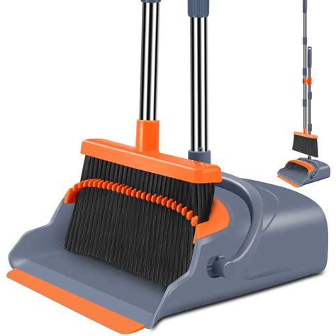Kelamayi Upgrade Broom And Dustpan Set Self Cleaning With Dustpan Teeth