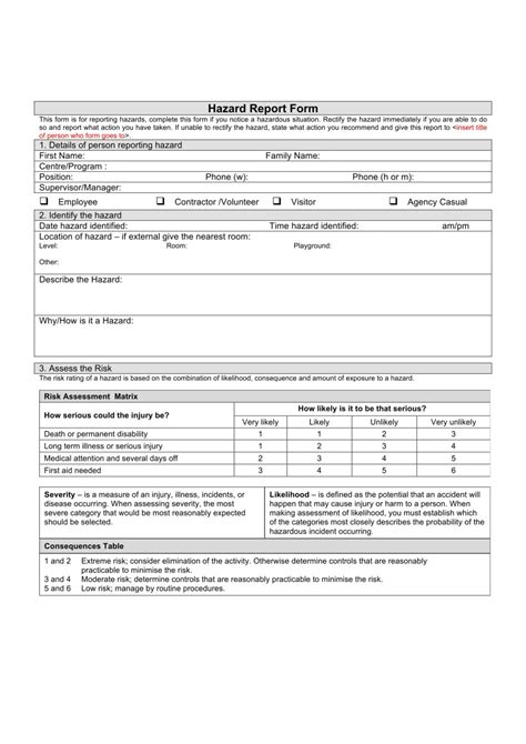 Free 13 Hazard Report Forms In Ms Word Pdf Within Incident Hazard